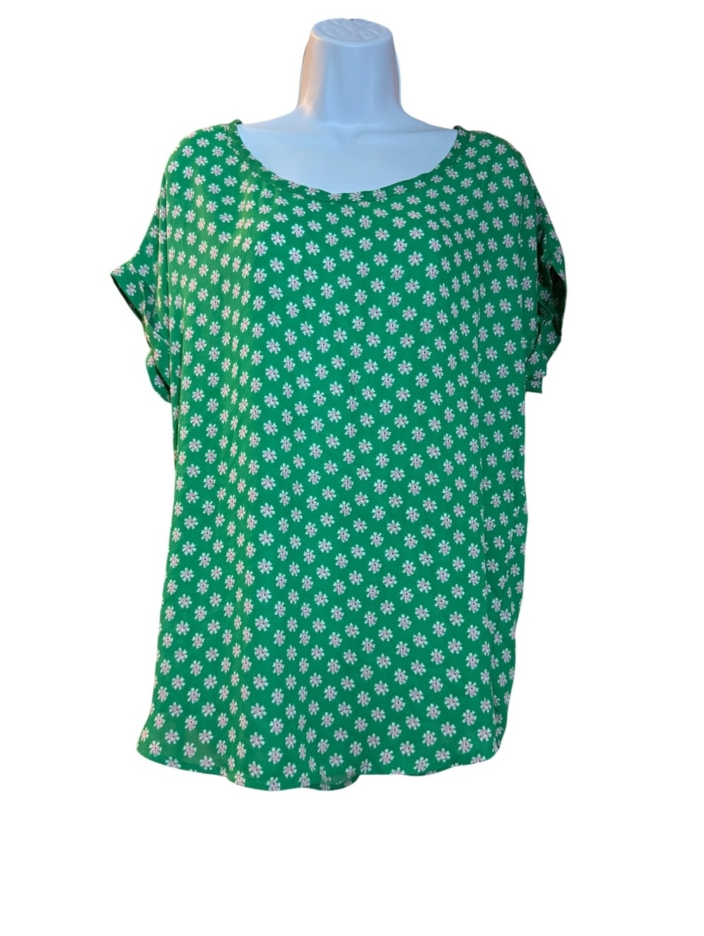 Pleione Green Floral Print Blouse